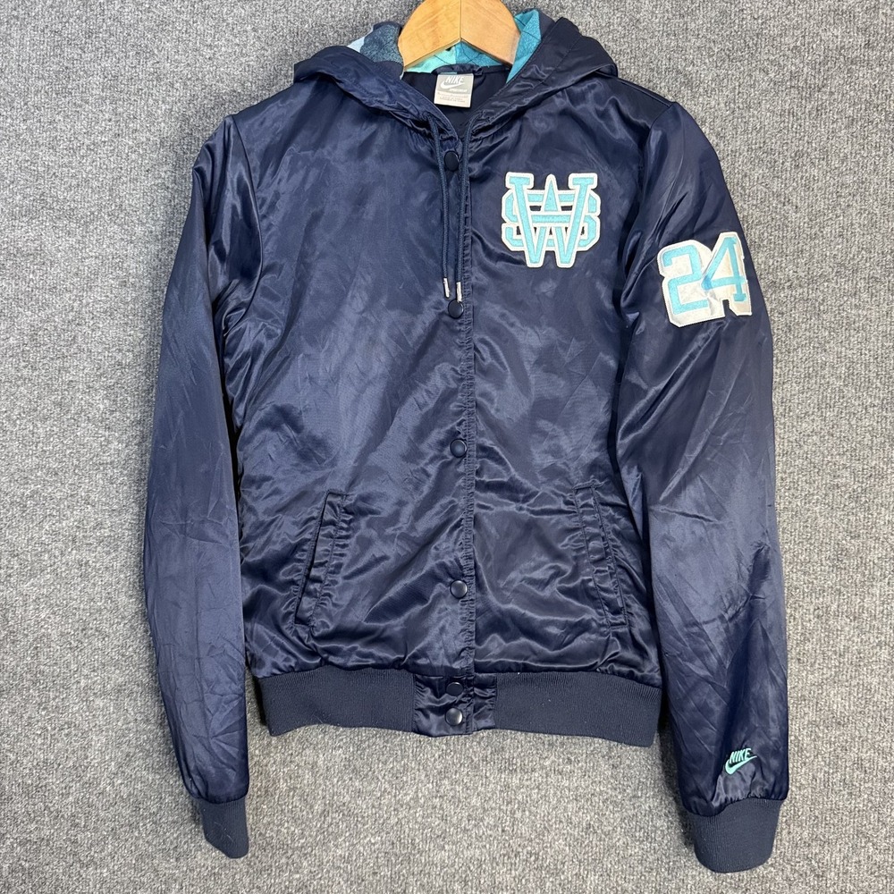 Nike Jacket Womens Small Hooded Bomber Rare Sample WW 24 Patches